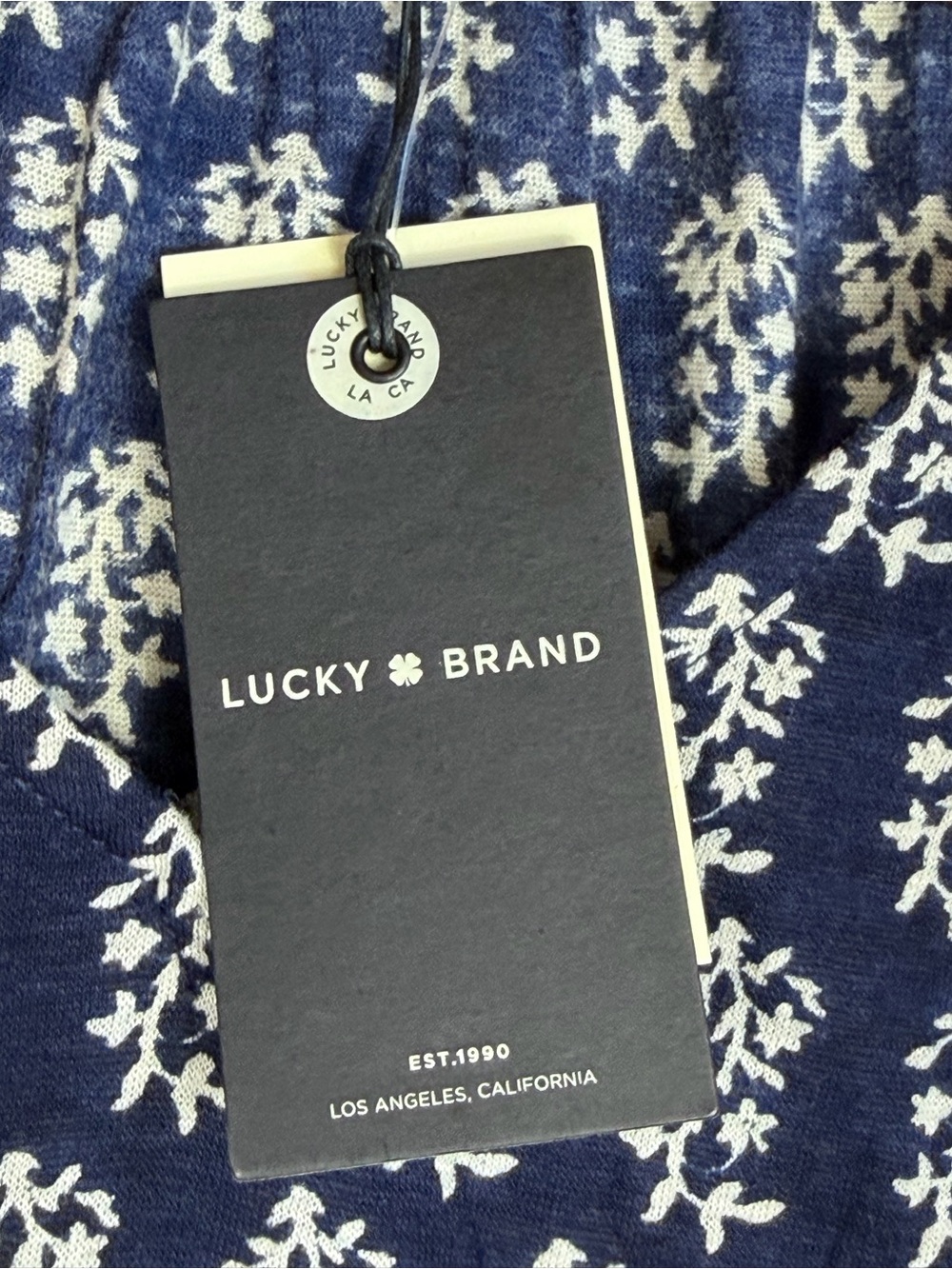 NWT Lucky Brand Blue Floral Print Peasant Blouse Size Large Boho Bell Sleeve Top - Picture 12 of 14